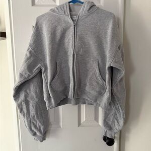 TNA Cozy Fleece Gray Zip-Up Hoodie